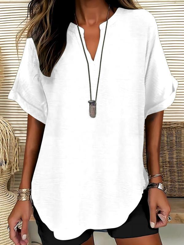 Jasmine™ | Soft-Touch Notched-Neck Blouse