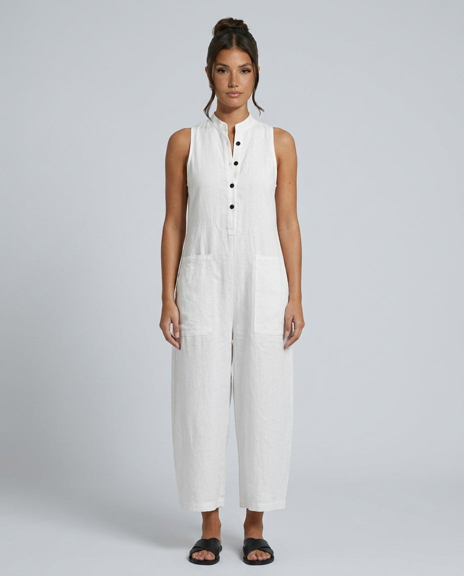 Harlow | Linen Jumpsuit in White