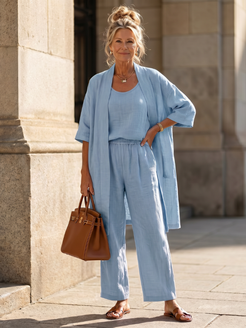 Talia | Three Piece Relaxed Set in Blue