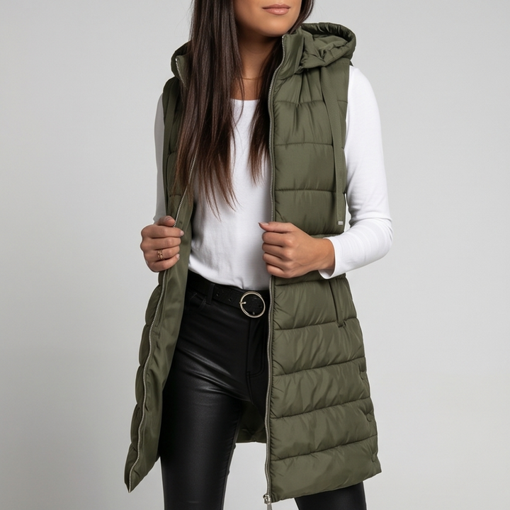 Long Hooded Puffer Vest