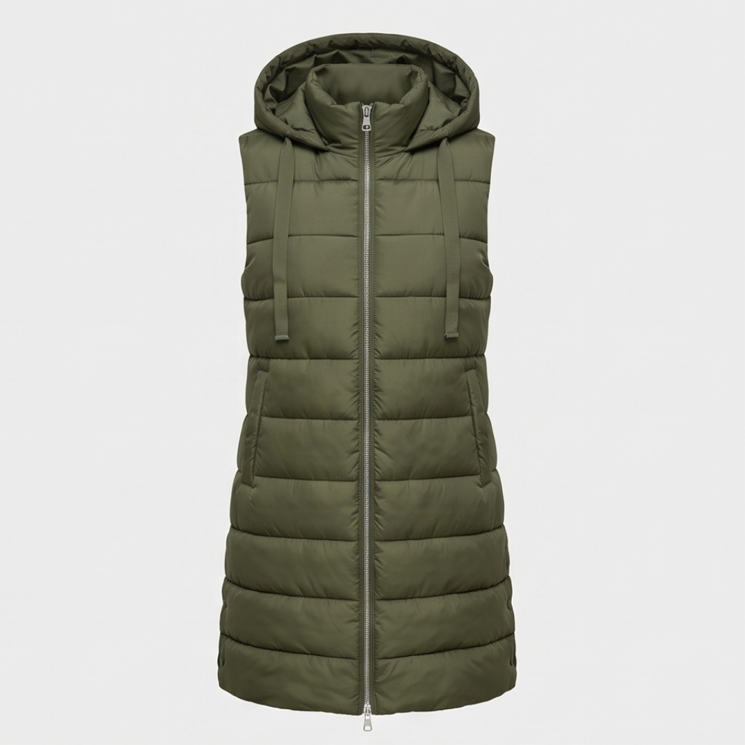 Long Hooded Puffer Vest