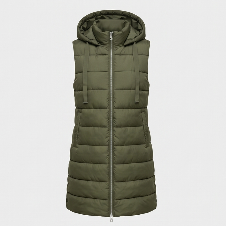Long Hooded Puffer Vest