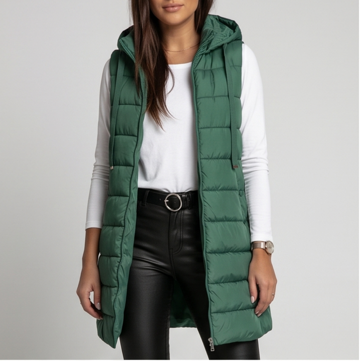 Long Hooded Puffer Vest
