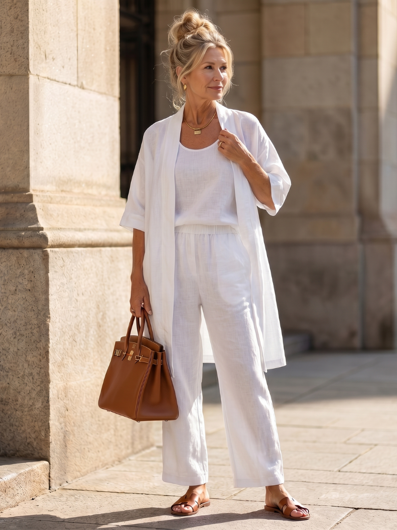 Talia | Three Piece Relaxed Set in White