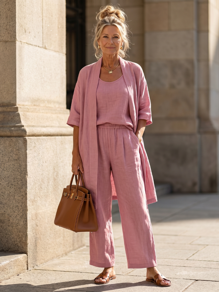 Talia | Three Piece Relaxed Set in Pink