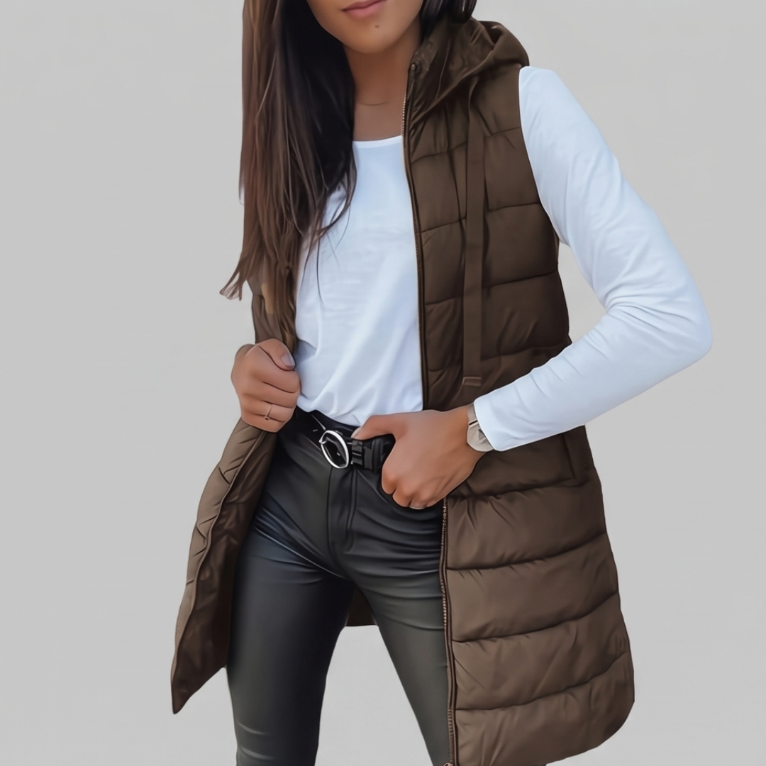 Long Hooded Puffer Vest