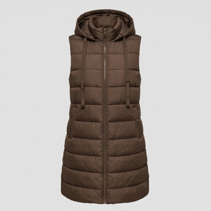 Long Hooded Puffer Vest