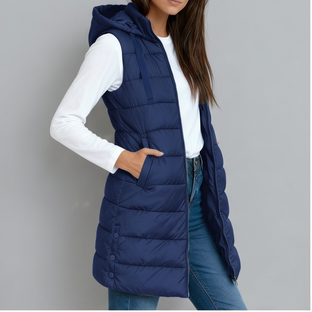 Long Hooded Puffer Vest