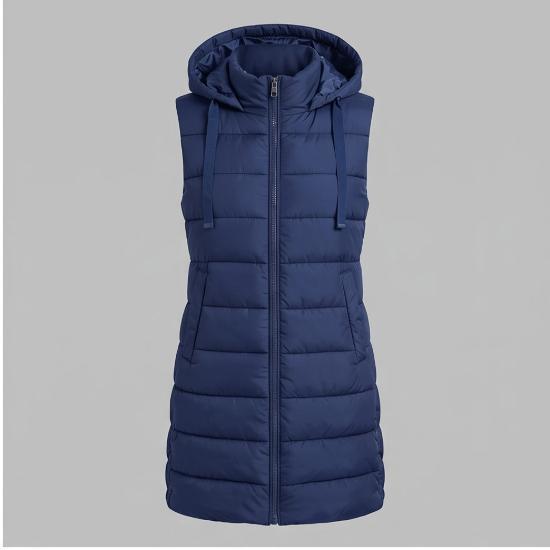 Long Hooded Puffer Vest