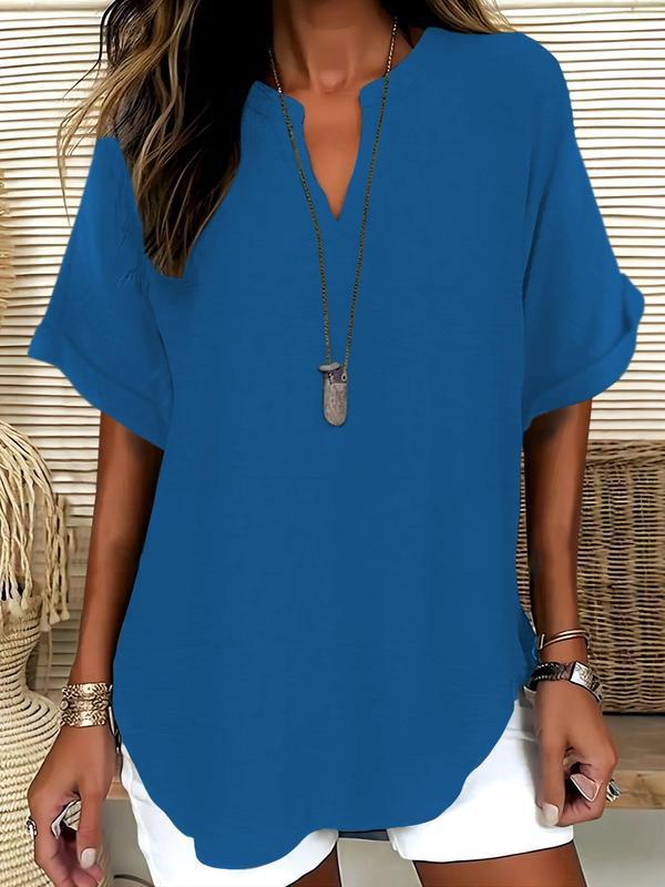 Jasmine™ | Soft-Touch Notched-Neck Blouse