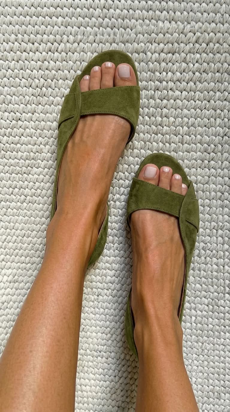Poppy | Open-Toe Slingback Sandals in Olive