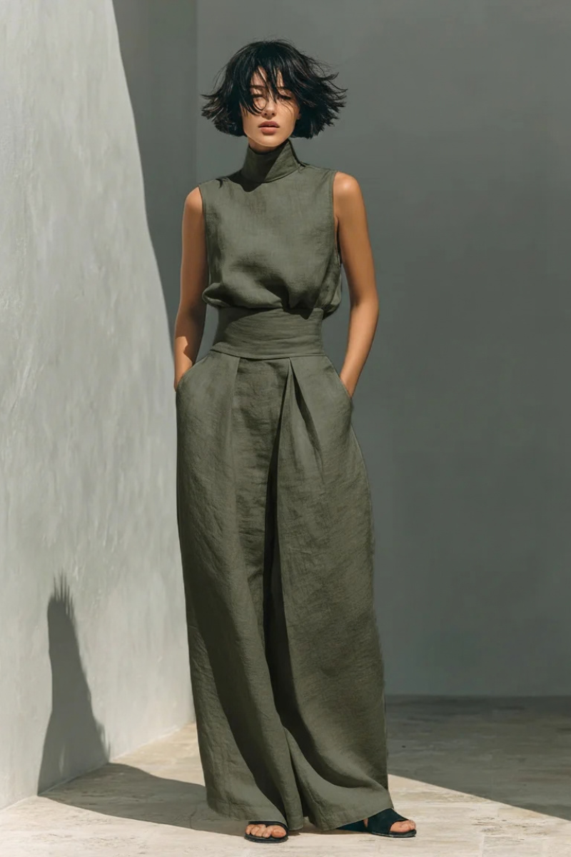Leanne | Linen Set in Green