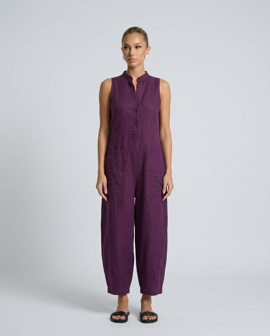 Harlow | Linen Jumpsuit in Purple