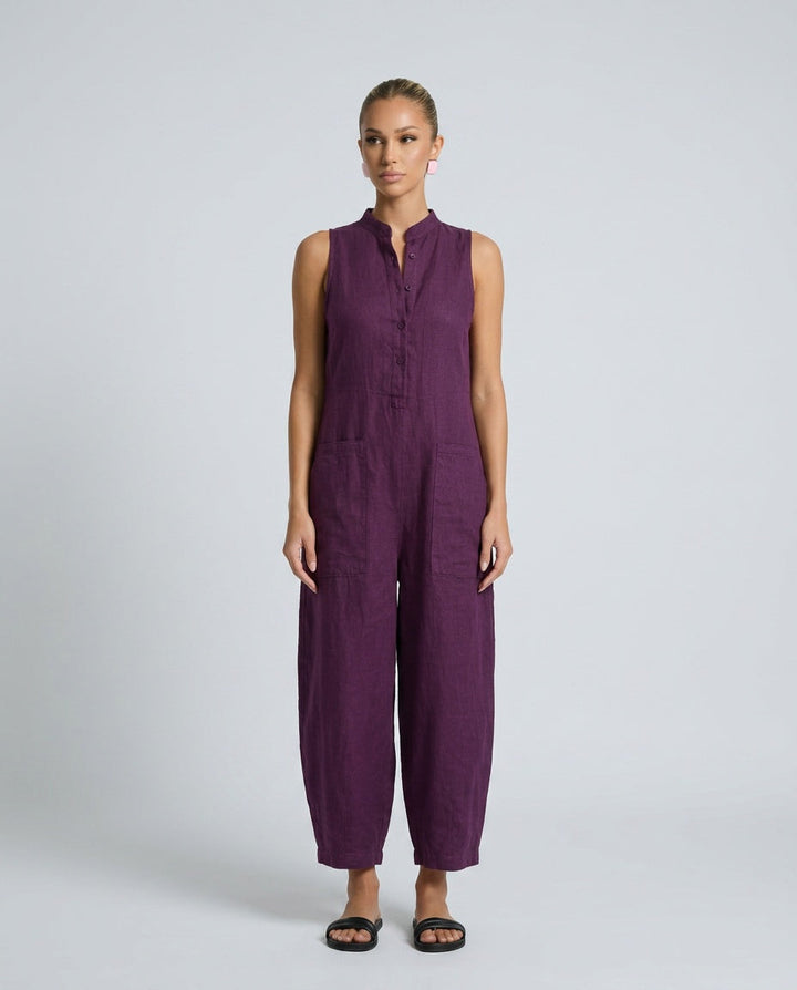 Harlow | Linen Jumpsuit in Purple
