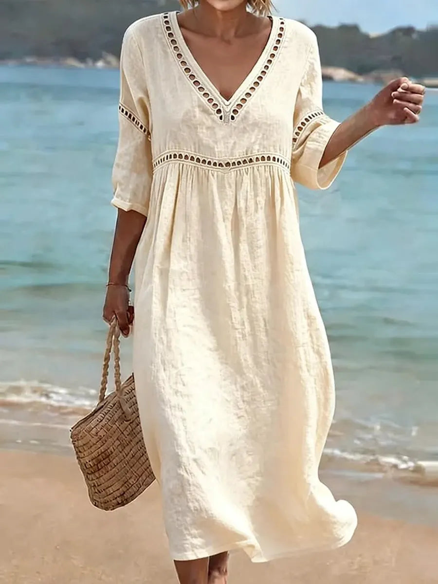 Marina | V-Neck Dress in White
