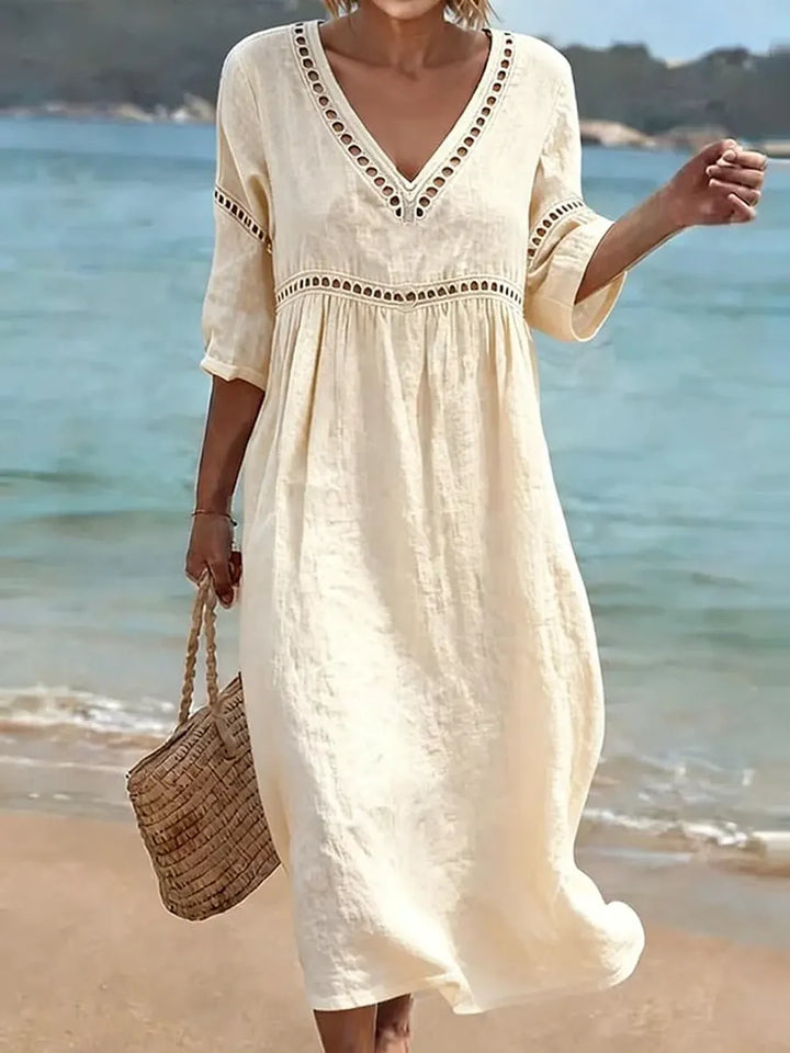 Marina | V-Neck Dress in White