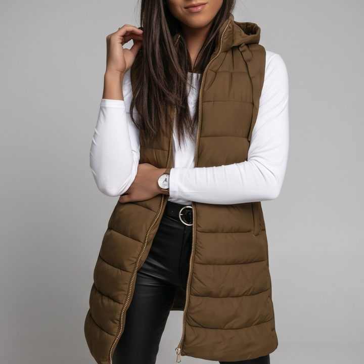 Long Hooded Puffer Vest