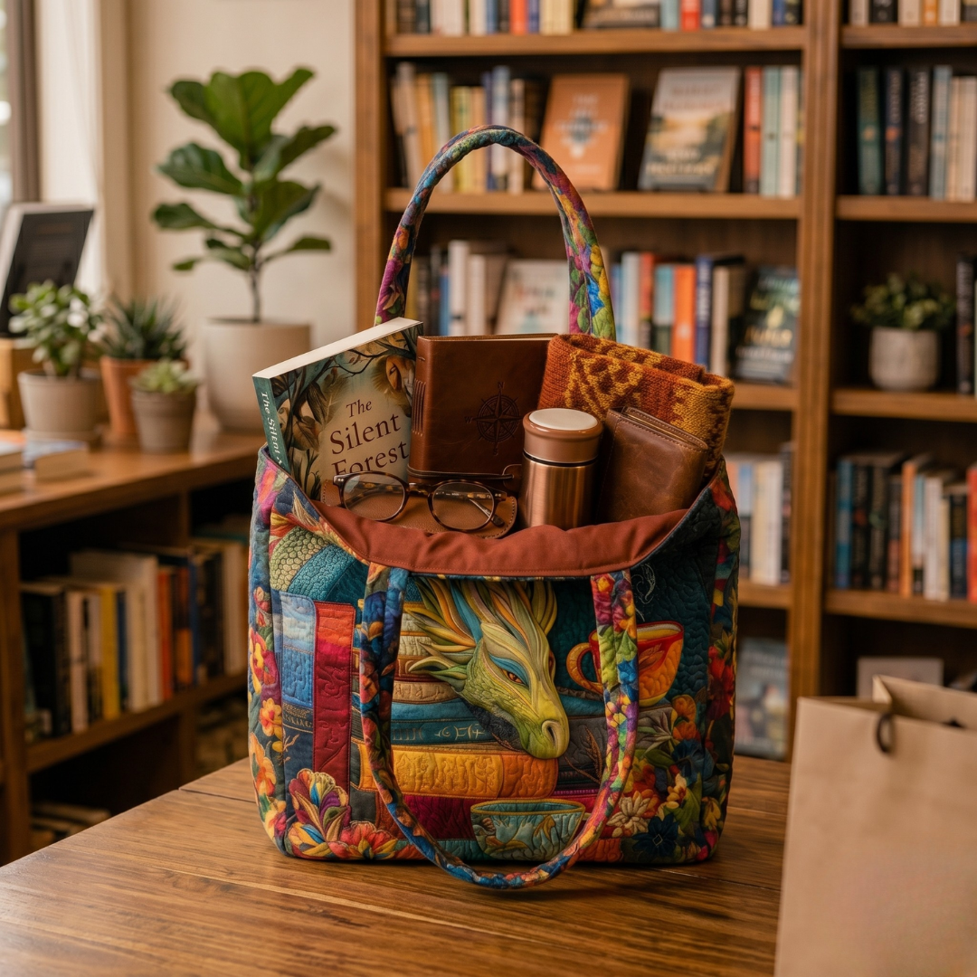 Artisan Bag - Dragon Reader with Books and Mugs