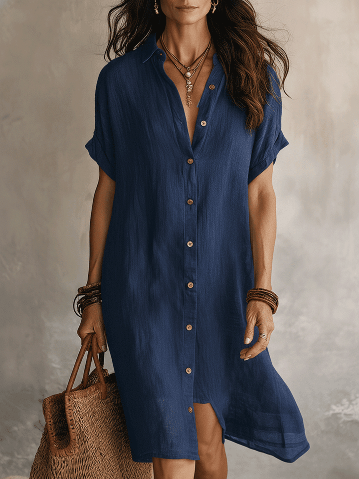 Sadie | Shirt Midi Dress in Blue