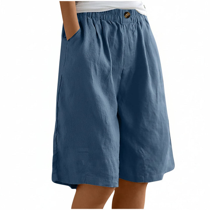 Elsie | Linen Blend Shorts in Peacock Blue