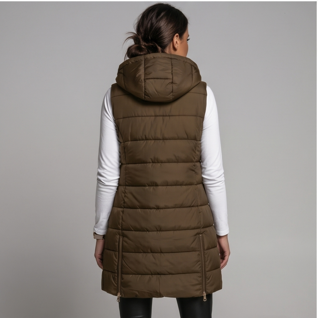 Long Hooded Puffer Vest