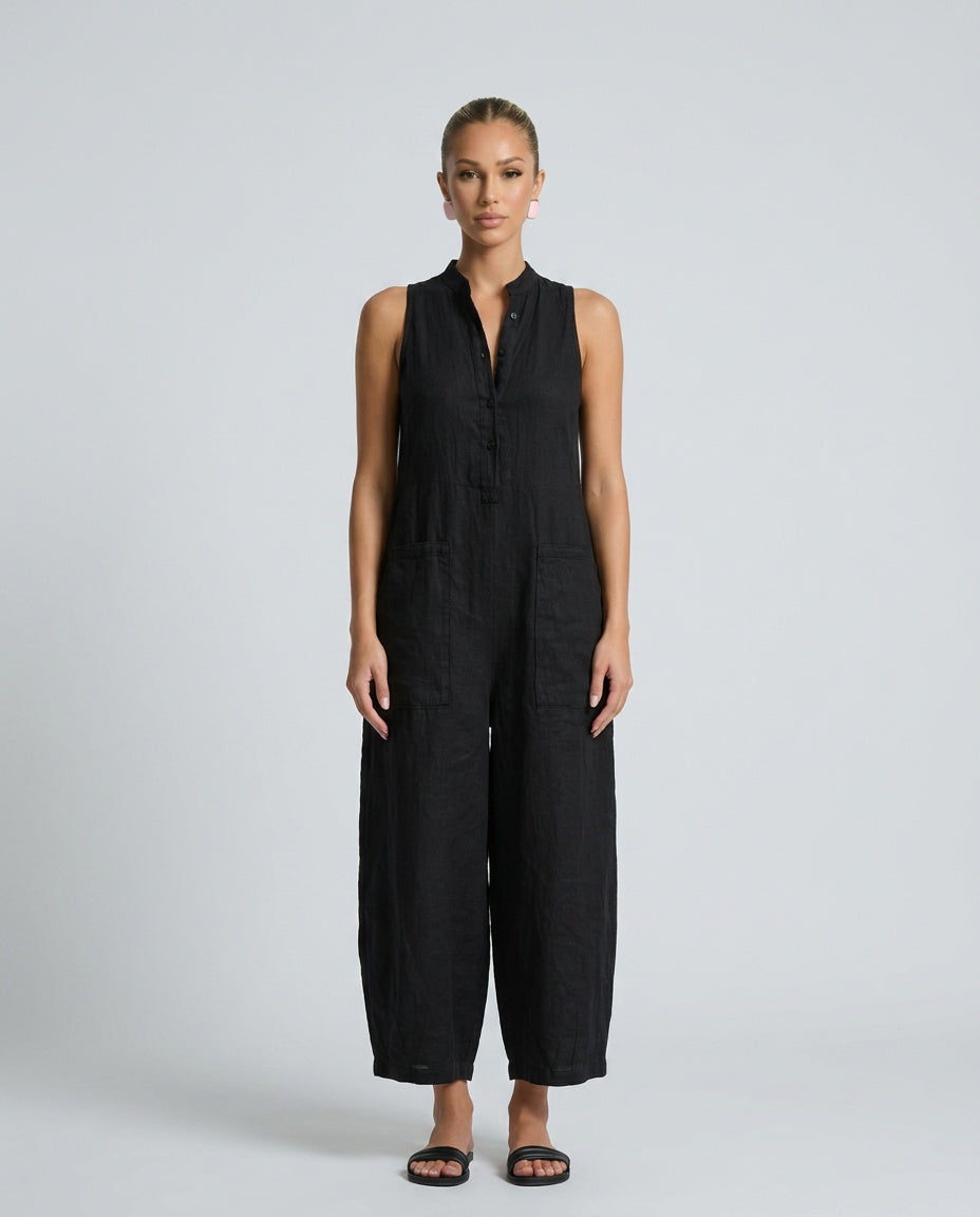 Harlow | Linen Jumpsuit in Black