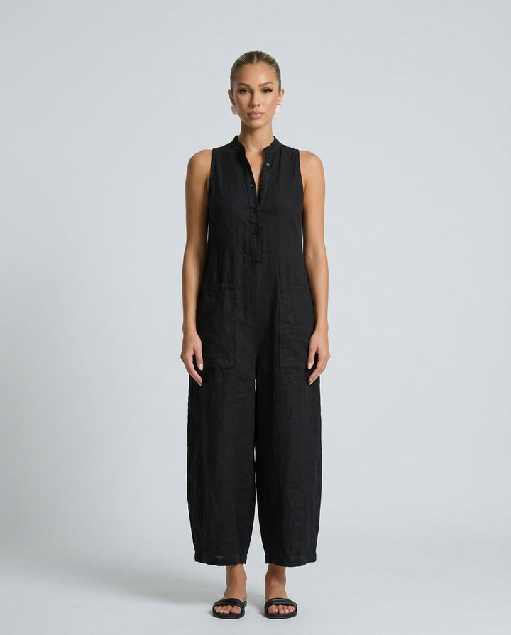 Harlow | Linen Jumpsuit in Black