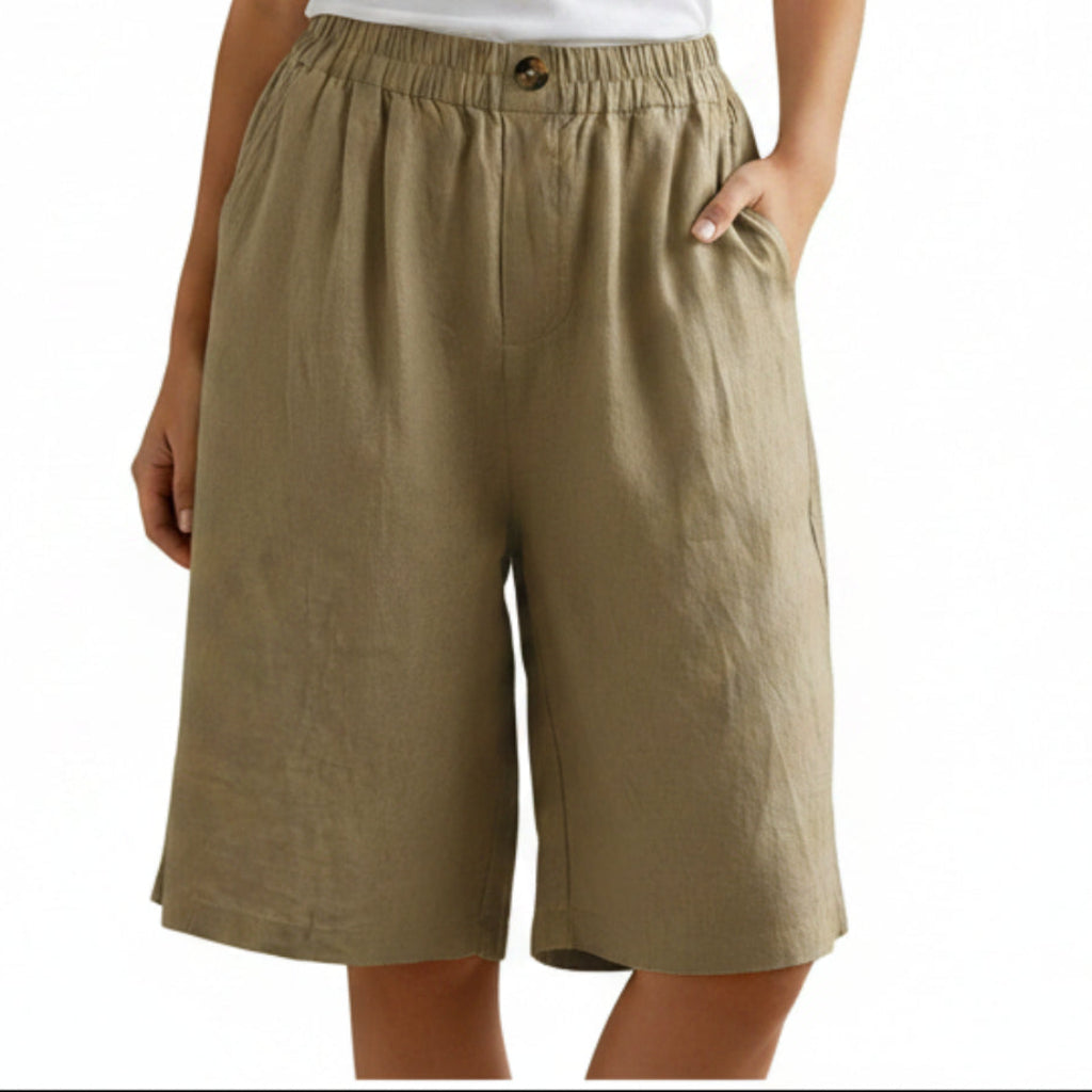 Elsie | Linen Blend Shorts in Khaki