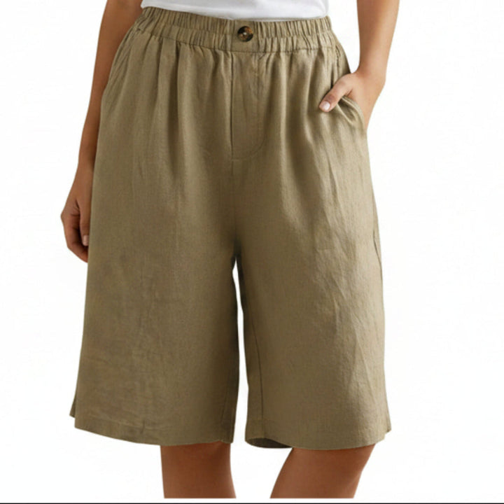 Elsie | Linen Blend Shorts in Khaki