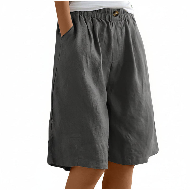 Elsie | Linen Blend Shorts in Dark Grey