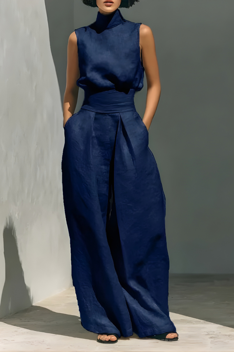 Leanne | Linen Set in Navy