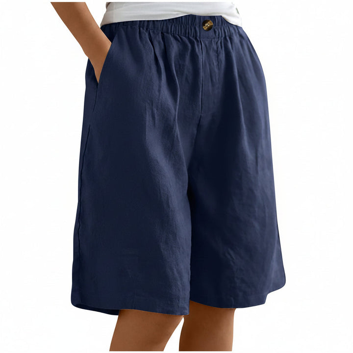 Elsie | Linen Blend Shorts in Navy