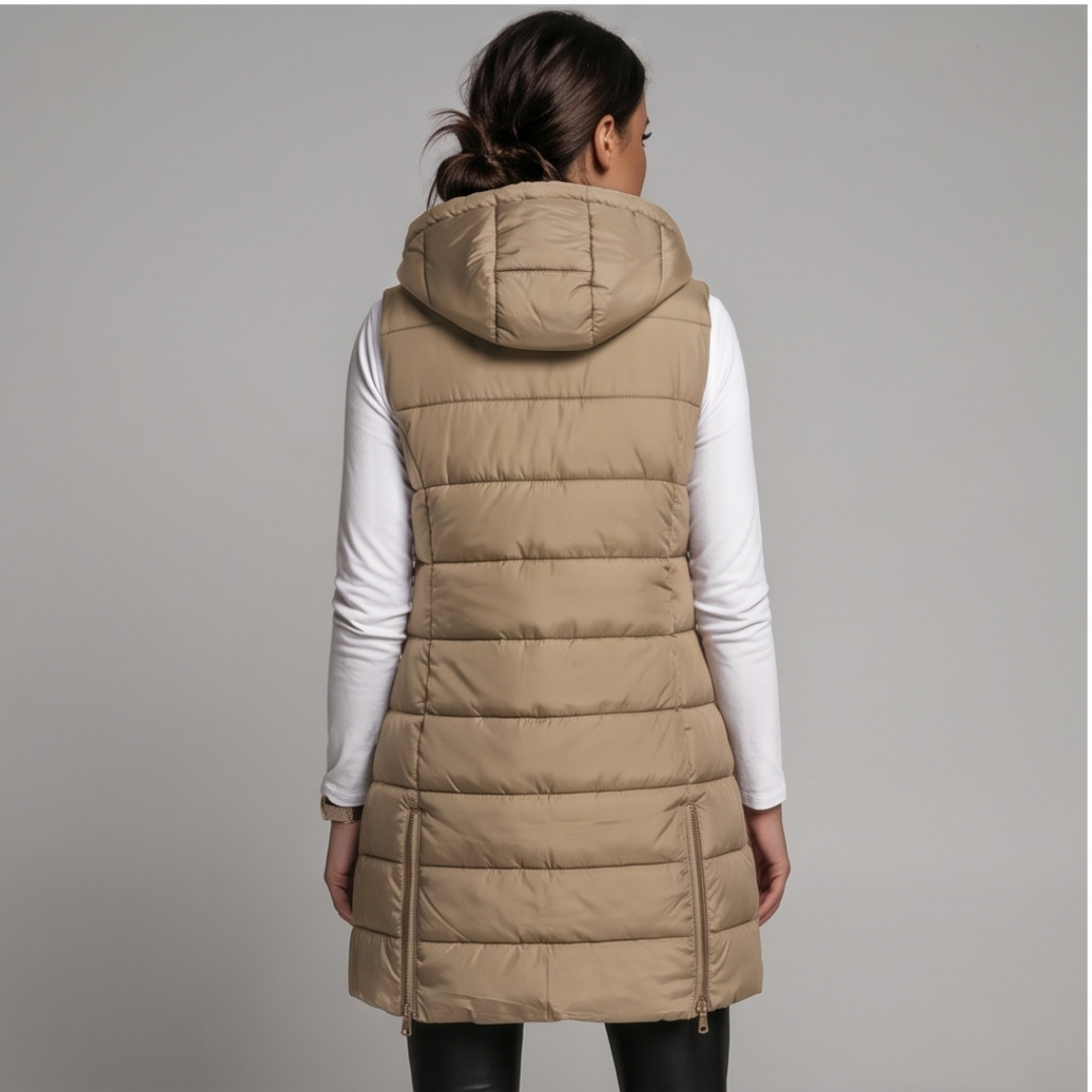 Long Hooded Puffer Vest