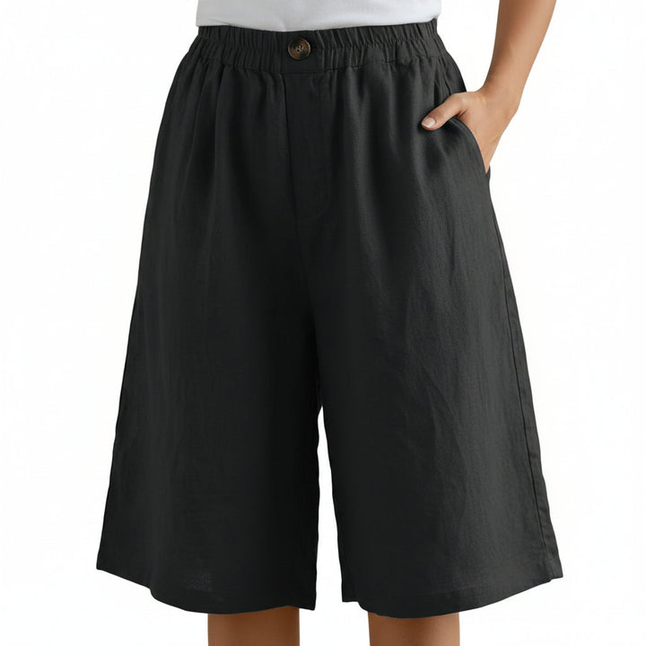 Elsie | Linen Blend Shorts in Black