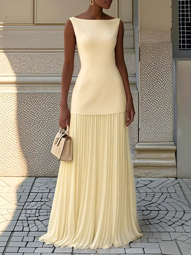 Margaux | Pleated Maxi Dress in Yellow