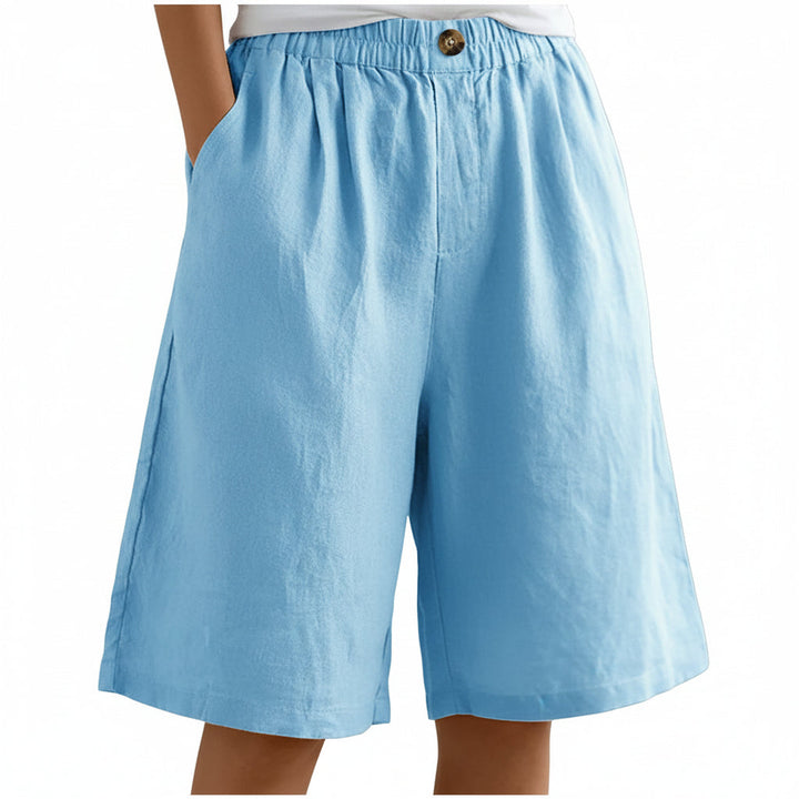 Elsie | Linen Blend Shorts in Sky Blue