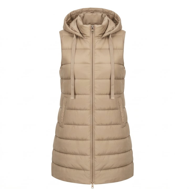 Long Hooded Puffer Vest