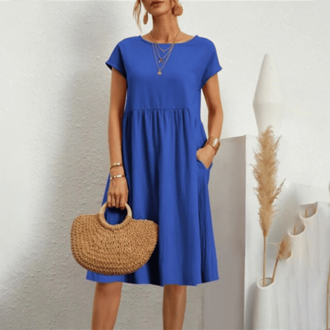 Ling™ | Cinched Waist Mini Dress with Side Pockets