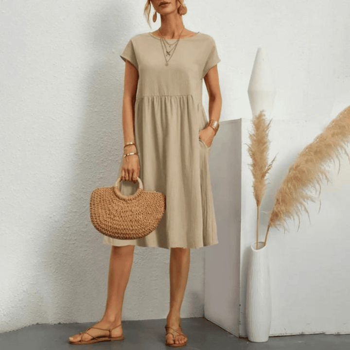 Ling™ | Cinched Waist Mini Dress with Side Pockets