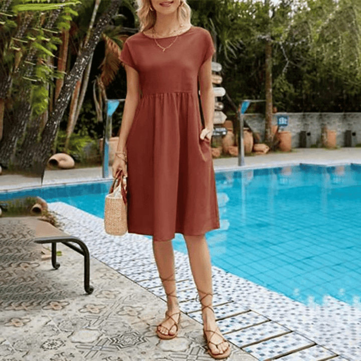 Ling™ | Cinched Waist Mini Dress with Side Pockets