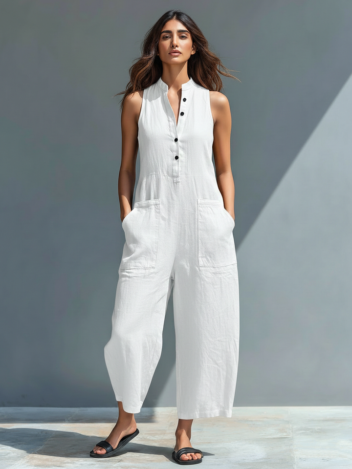 Sophia™ | Sleeveless Linen Dungaree