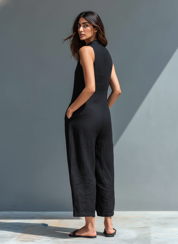 Sophia™ | Sleeveless Linen Dungaree