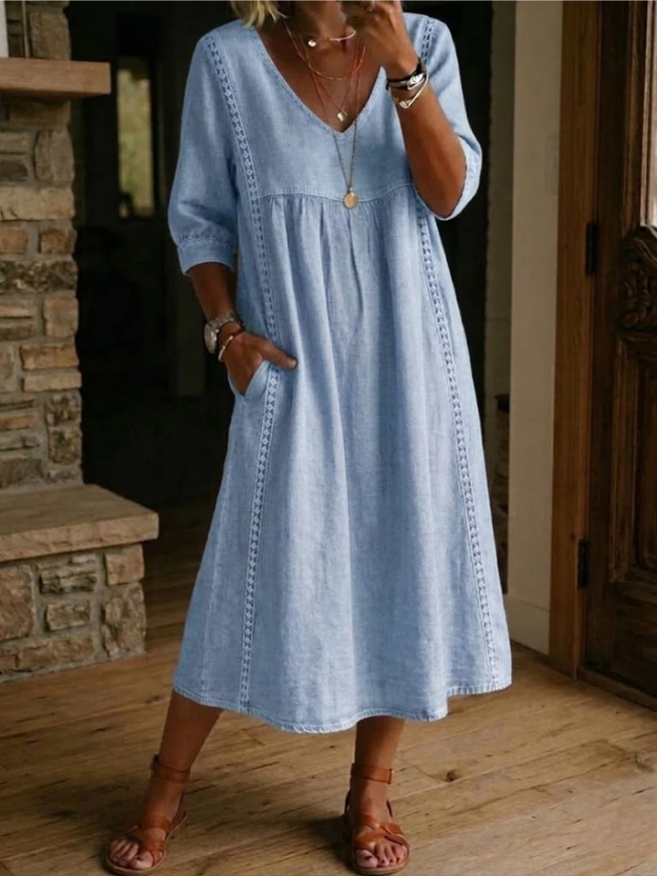 Maeve | V-Neck Dress in Blue