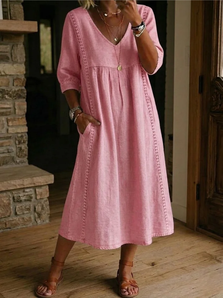 Maeve | V-Neck Dress in Pink