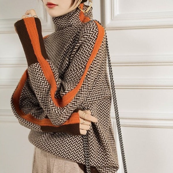 Sienna | Striped Contrast Turtleneck Sweater