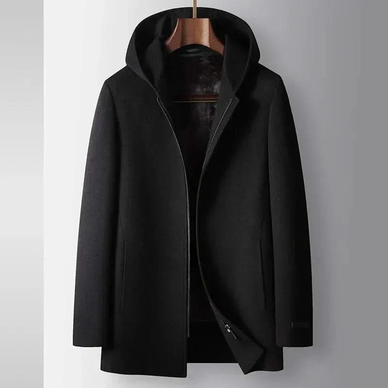 100% WOOLEN HOODED COAT