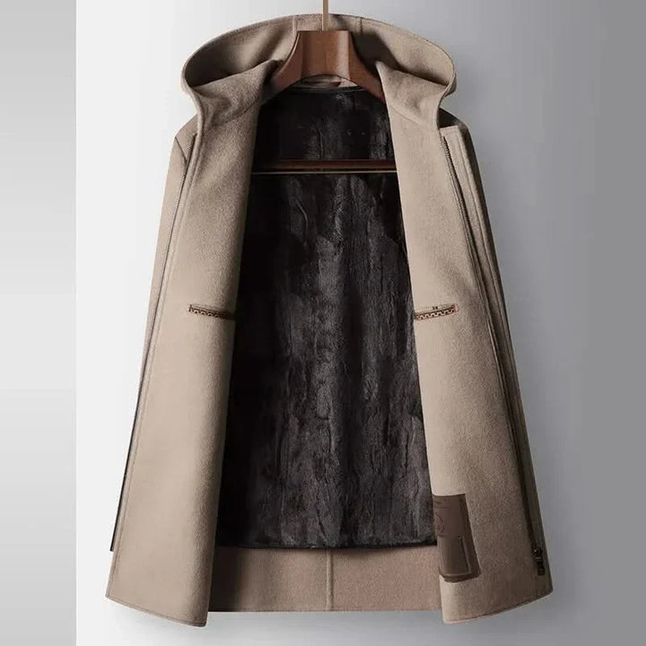 100% WOOLEN HOODED COAT
