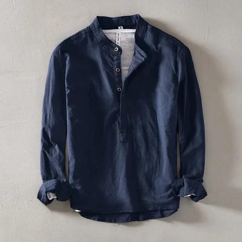 CALLUM LINEN MANDARIN SHIRT