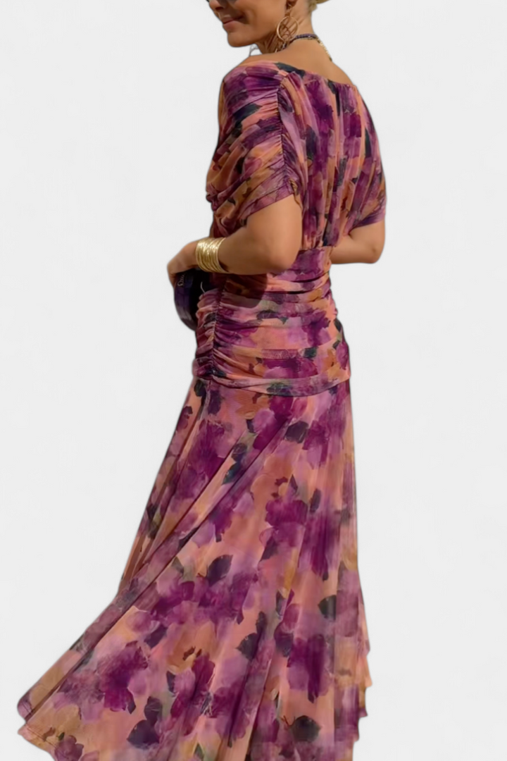 Eloria | Women's Elegant Floral Pleated Dress — Feminine Fit