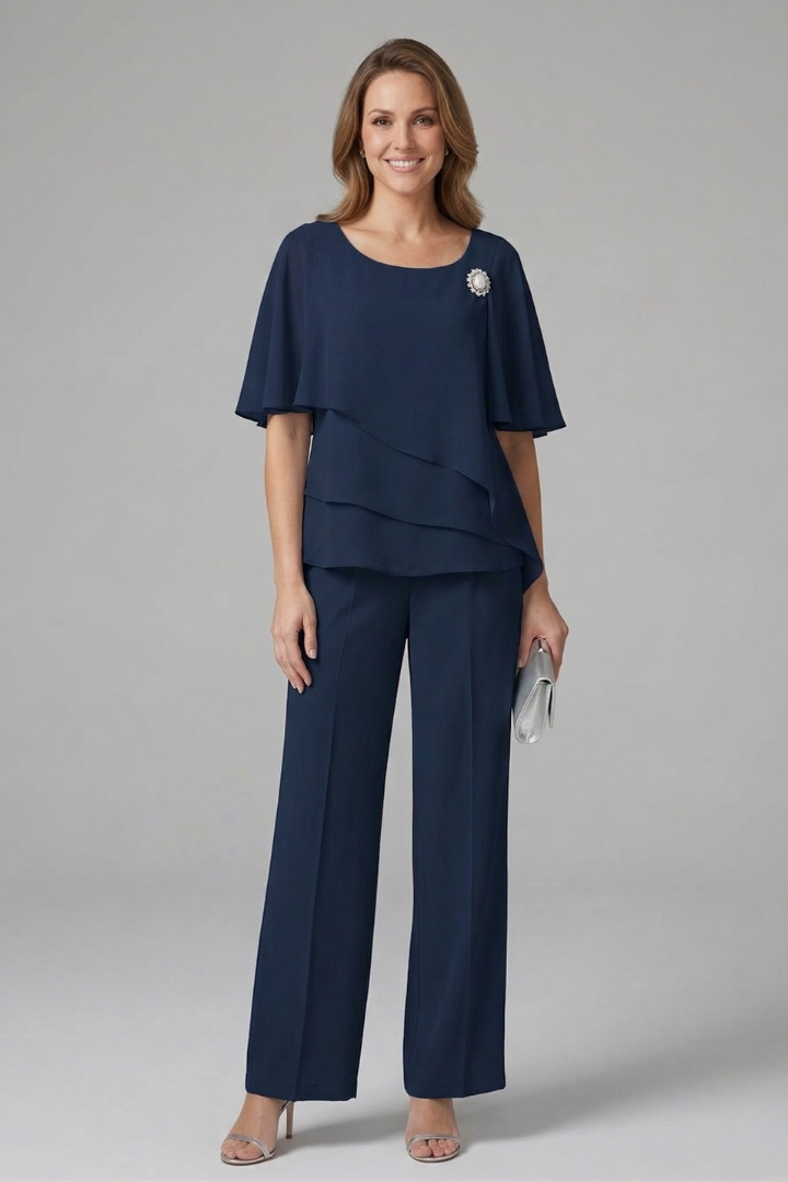 Freya | Top &amp; Trousers Set in Navy Blue